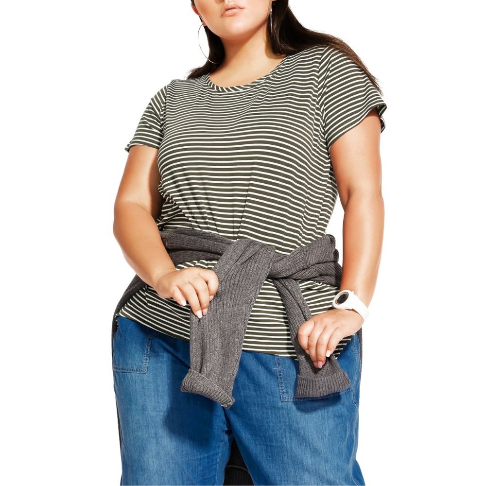 NWT Nordstrom City Chic Stripe Stretch Cotton Top